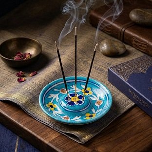 Blue Pottery Incense Holder
