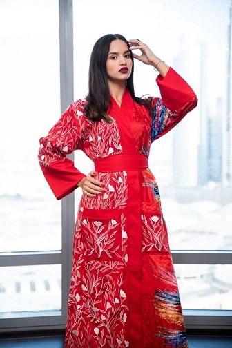 Embroidery print kimono robes