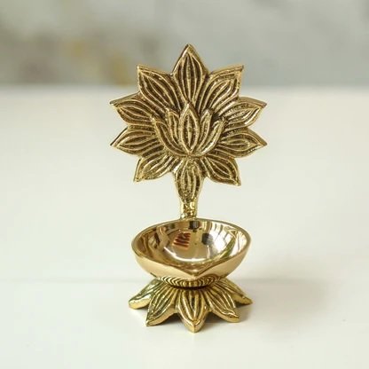 Festive Brass Lotus Diya