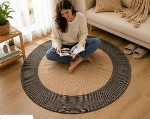 Handwoven Round Jute Mat Eco Friendly Home Decor