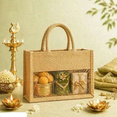 Jute Window Gift Bags