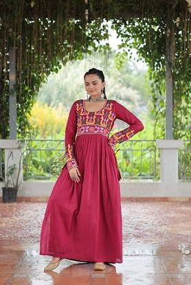 Ladies Rayon Red Frock Kurti