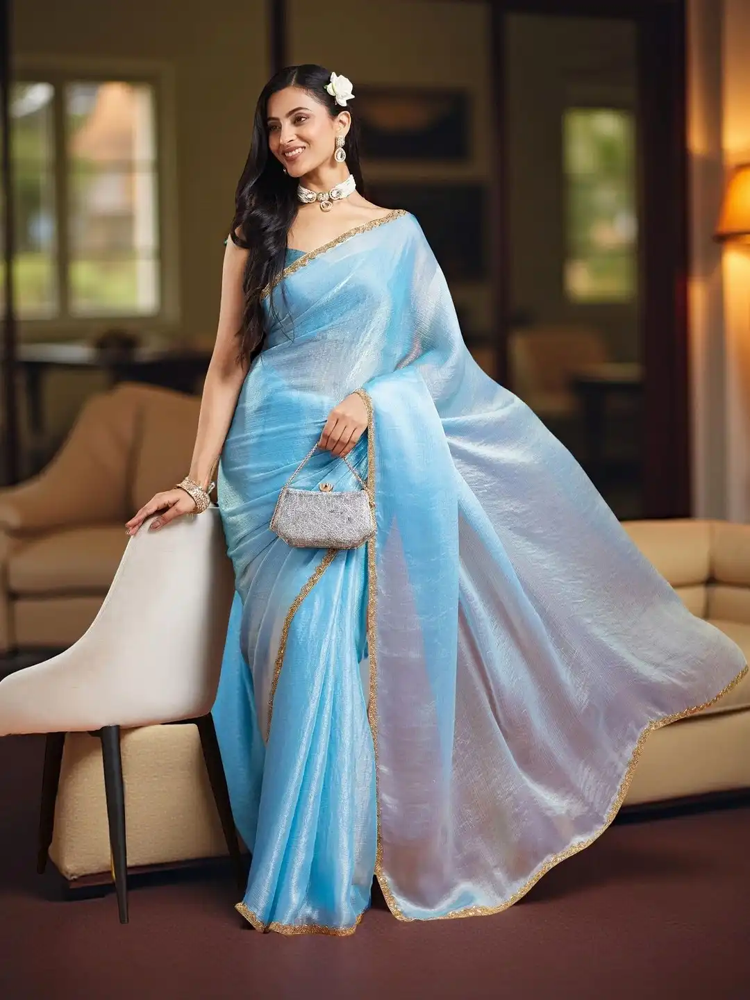 Light Blue Mysore Silk Saree