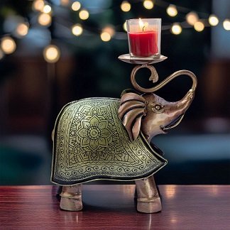 Metal elephant shape candle stand