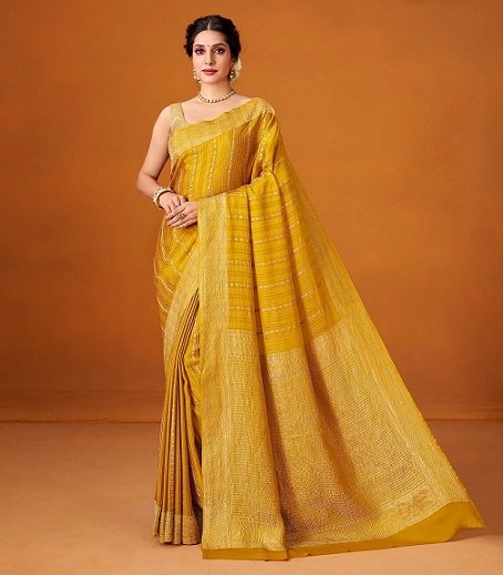 Mustard Mysore Silk Saree