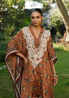 Print short kaftan cotton party wear