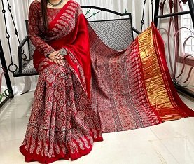 Pure modal silk lagdi patta saree