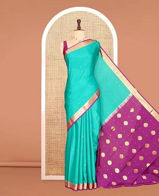 Turquoise Blue Mysore Silk Saree