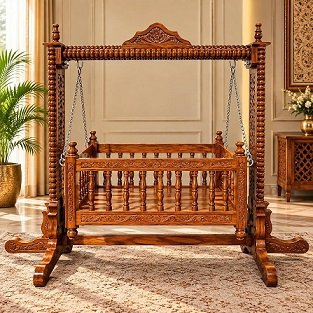 Wooden baby swing in teak wood